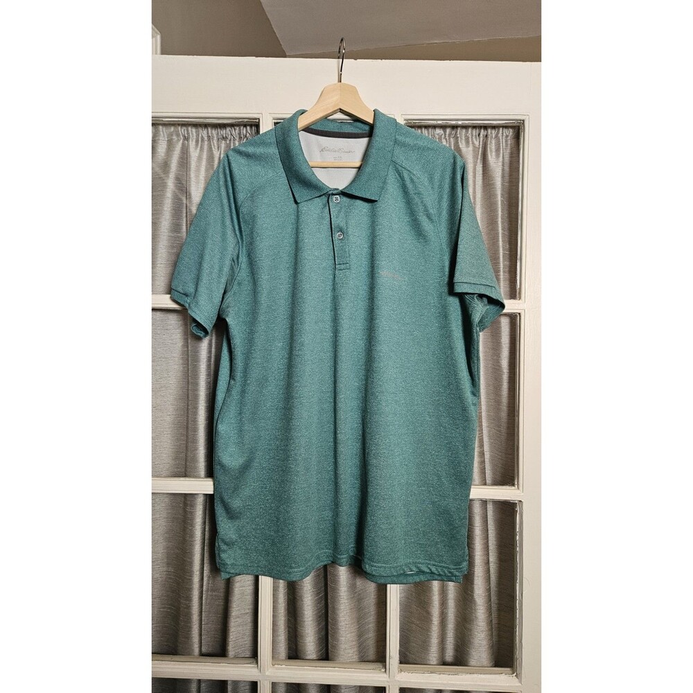 Eddie Bauer Polo Shirt Mens XXL Green FreeDry Mesh Golf Performance Quick Dry